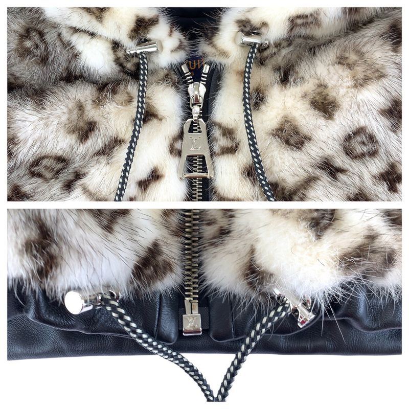 Louis Vuitton Monogram 34 Brown Off White Mink Jacket Hoodie F-mink Coat Off-white