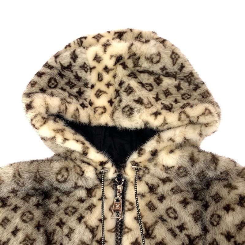 Louis Vuitton Monogram 34 Brown Off White Mink Jacket Hoodie F-mink Coat Off-white