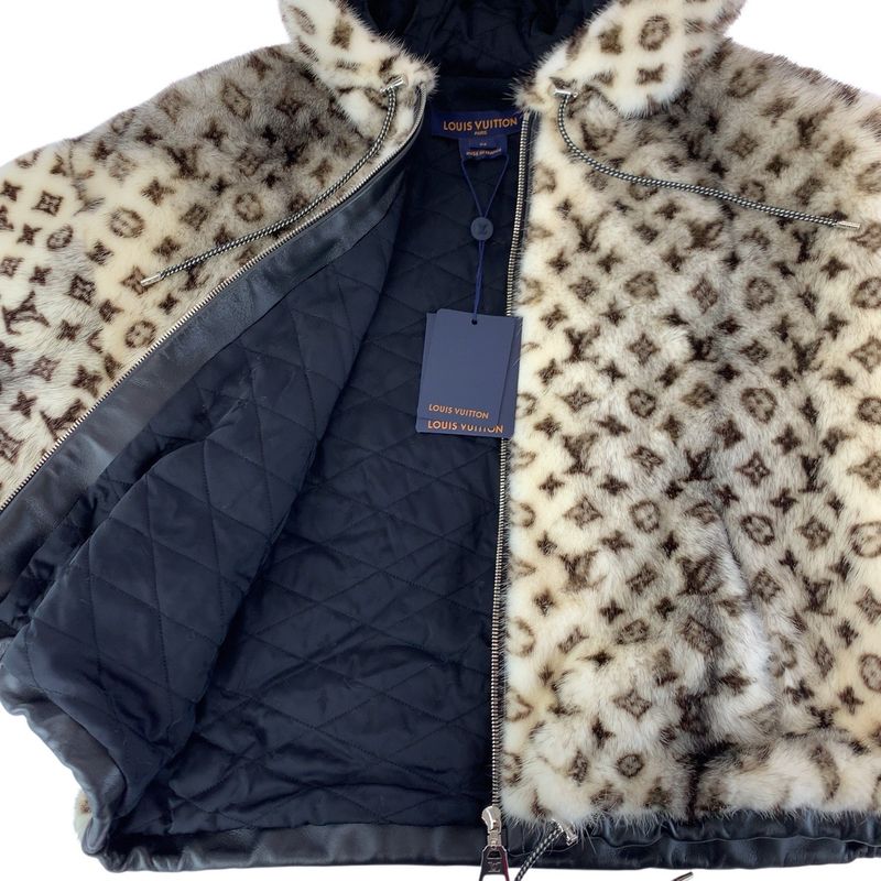 Louis Vuitton Monogram 34 Brown Off White Mink Jacket Hoodie F-mink Coat Off-white