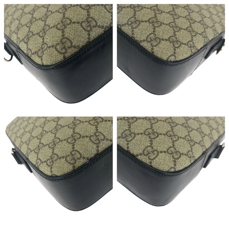 Gucci 2-Way Beige Black Silver GG Supreme Canvas Leather