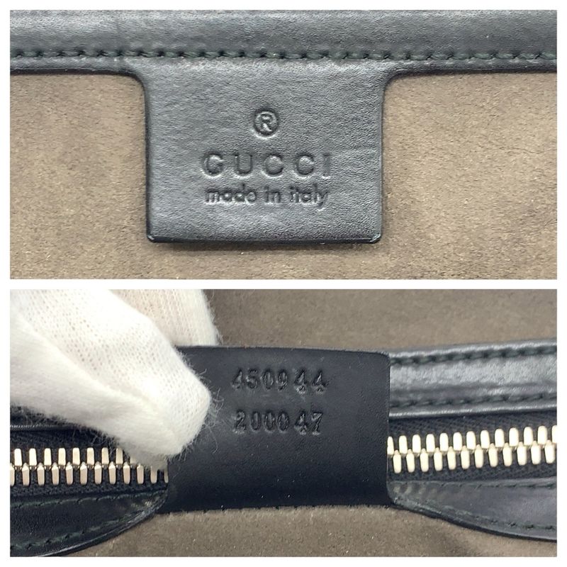 Gucci 2-Way Beige Black Silver GG Supreme Canvas Leather