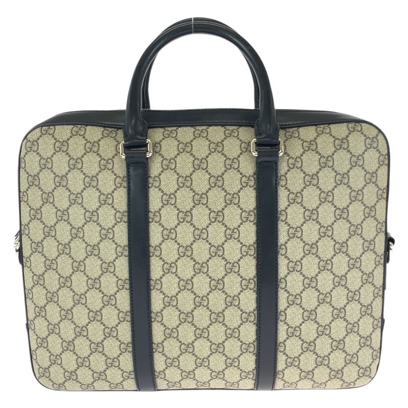 Gucci 2-Way Beige Black Silver GG Supreme Canvas Leather