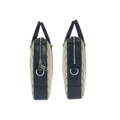 Gucci 2-Way Beige Black Silver GG Supreme Canvas Leather
