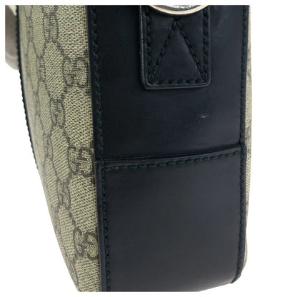 Gucci 2-Way Beige Black Silver GG Supreme Canvas Leather