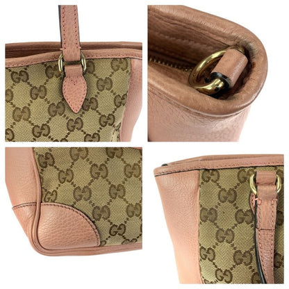 Gucci 2-Way Beige Pink Gold GG Canvas Leather Tote