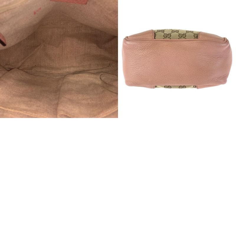 Gucci 2-Way Beige Pink Gold GG Canvas Leather Tote