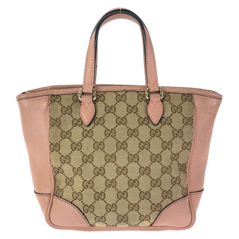 Gucci 2-Way Beige Pink Gold GG Canvas Leather Tote
