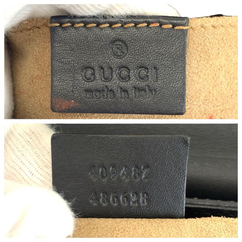 Gucci Padlock Beige Black Gold GG Supreme Canvas Leather Chain Shoulder Bag
