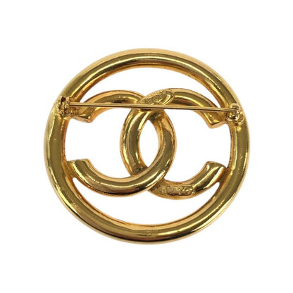 Chanel Vintage CC Logo Gold Plated Brooch 93