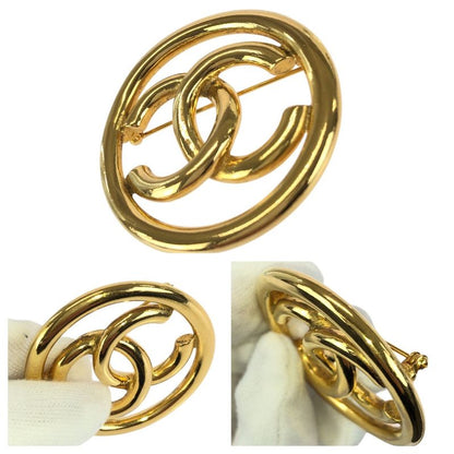 Chanel Vintage CC Logo Gold Plated Brooch 93