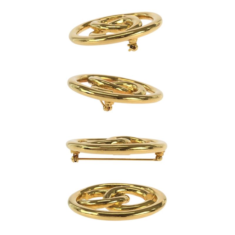Chanel Vintage CC Logo Gold Plated Brooch 93