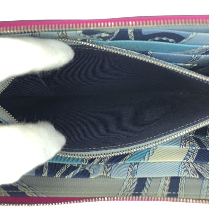 Hermes Azap Long Silk in Rose Tyrian Pink Silver Veau Round Coin Purse