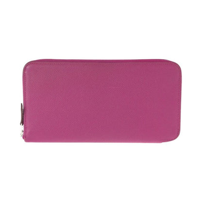 Hermes Azap Long Silk in Rose Tyrian Pink Silver Veau Round Coin Purse
