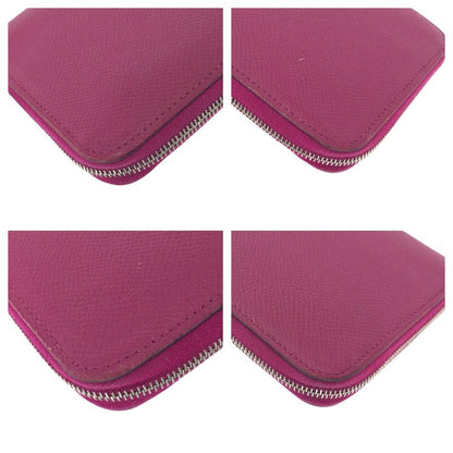 Hermes Azap Long Silk in Rose Tyrian Pink Silver Veau Round Coin Purse