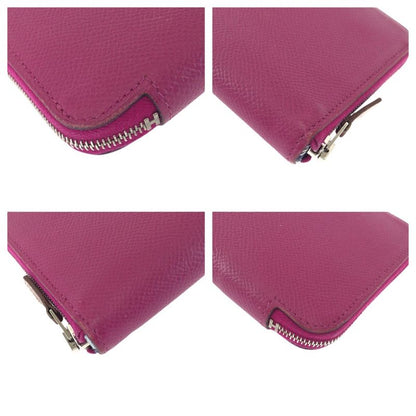 Hermes Azap Long Silk in Rose Tyrian Pink Silver Veau Round Coin Purse