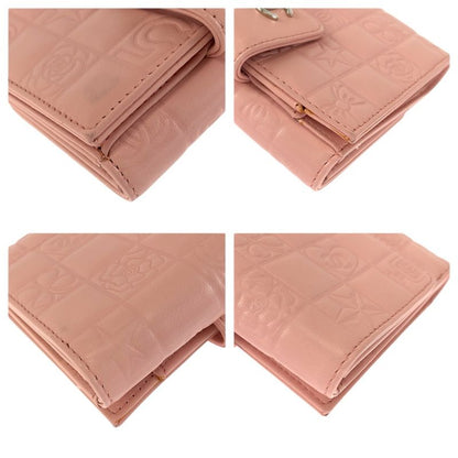 Chanel Vintage Icon Choco Bar CC Logo Pink Silver Lambskin Folding