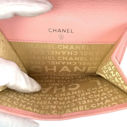 Chanel Vintage Icon Choco Bar CC Logo Pink Silver Lambskin Folding