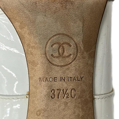 Chanel Bootie 37.5 C White CC Logo Leather Boot