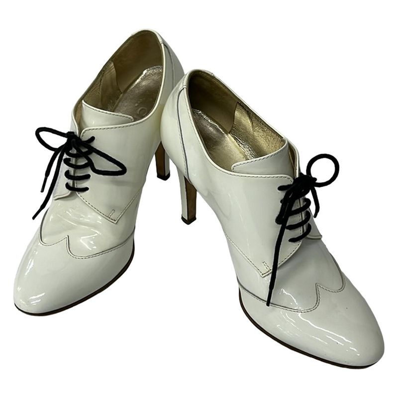 Chanel Bootie 37.5 C White CC Logo Leather Boot