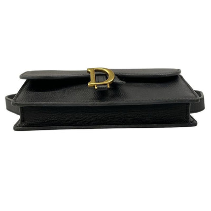 Dior Waist Pouch Saddle Bag Black Leather