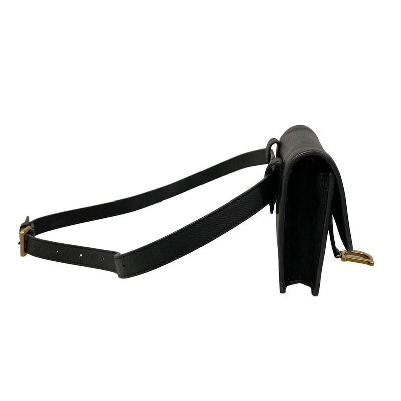 Dior Waist Pouch Saddle Bag Black Leather