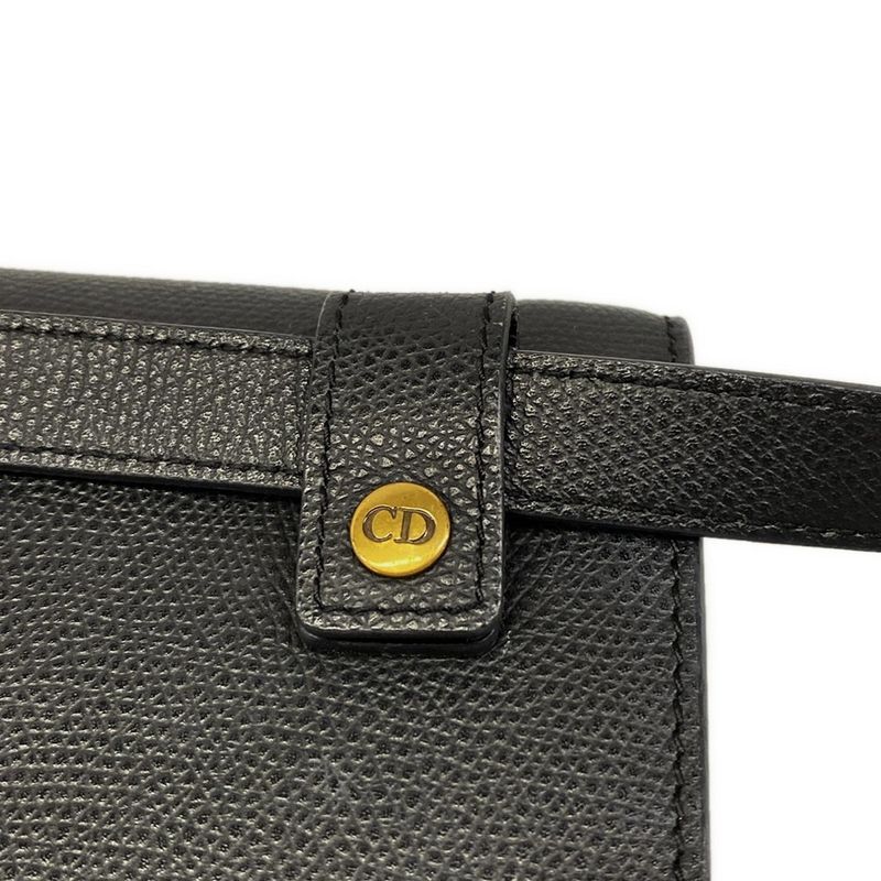 Dior Waist Pouch Saddle Bag Black Leather