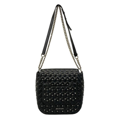 Bvlgari Shoulder Bag Diva Dream Black Chain Studs Quilted