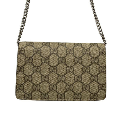 Gucci Shoulder Bag Dionysus GG Plus Supreme Beige Dark Brown Chain X Dark