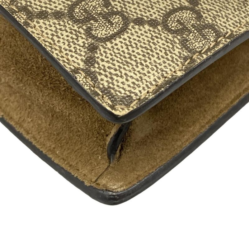 Gucci Shoulder Bag Dionysus GG Plus Supreme Beige Dark Brown Chain X Dark