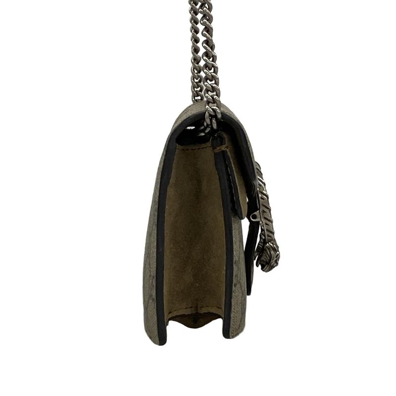 Gucci Shoulder Bag Dionysus GG Plus Supreme Beige Dark Brown Chain X Dark
