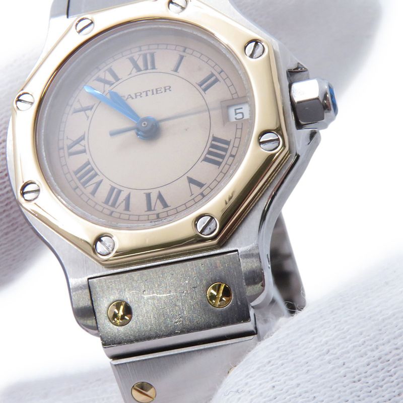 Cartier Santos Octagon SM Watch Ivory Dial Quartz