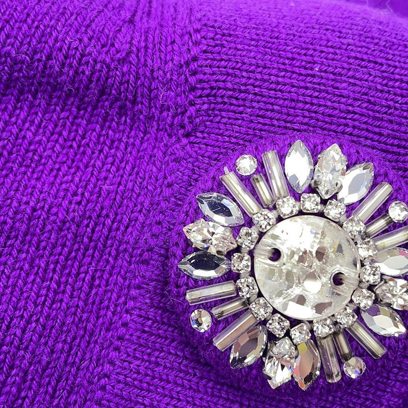 Chanel Cardigan CC Logo Cashmere Rhinestone 38 Top