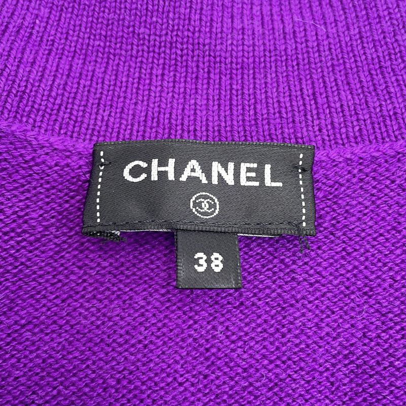 Chanel Cardigan CC Logo Cashmere Rhinestone 38 Top