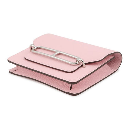 Hermes Wallet Roulis Slim Rose Sakura Silver Chevre Misor