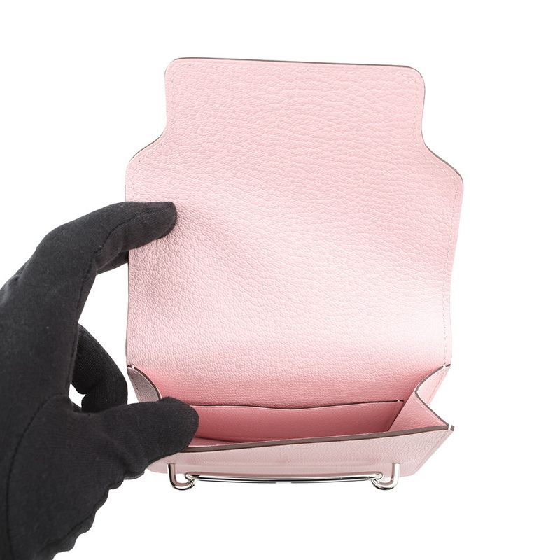 Hermes Wallet Roulis Slim Rose Sakura Silver Chevre Misor