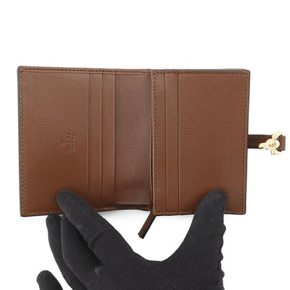 Gucci Bifold Wallet Jackie Card Case GG Supreme Leather Beige Brown