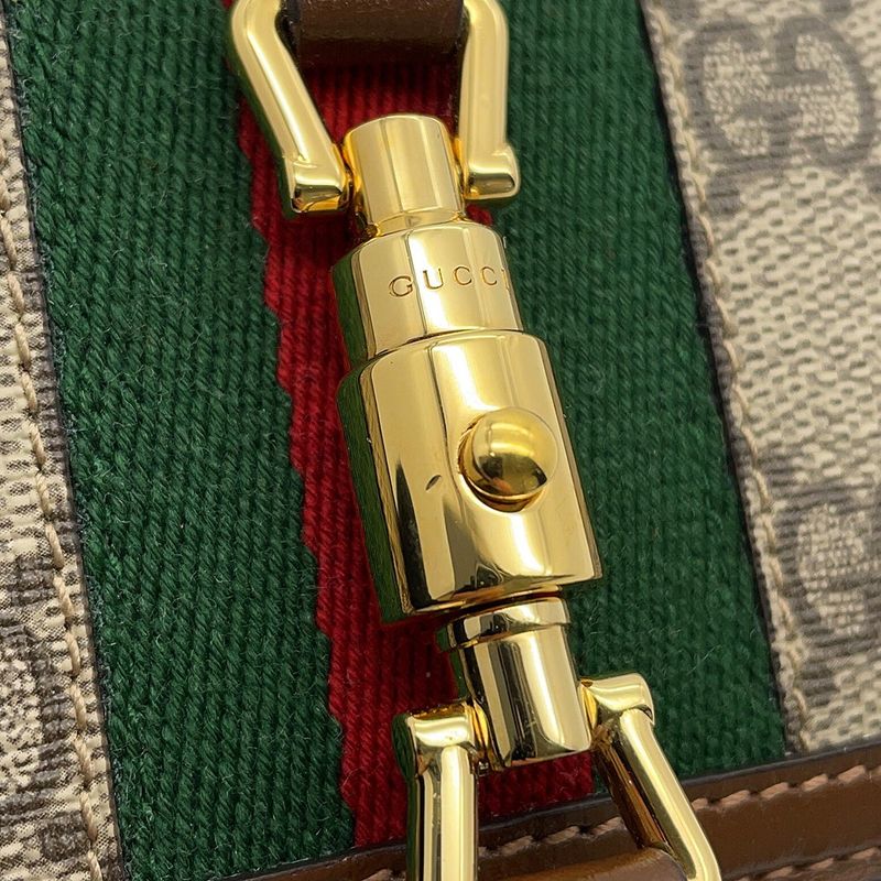 Gucci Bifold Wallet Jackie Card Case GG Supreme Leather Beige Brown