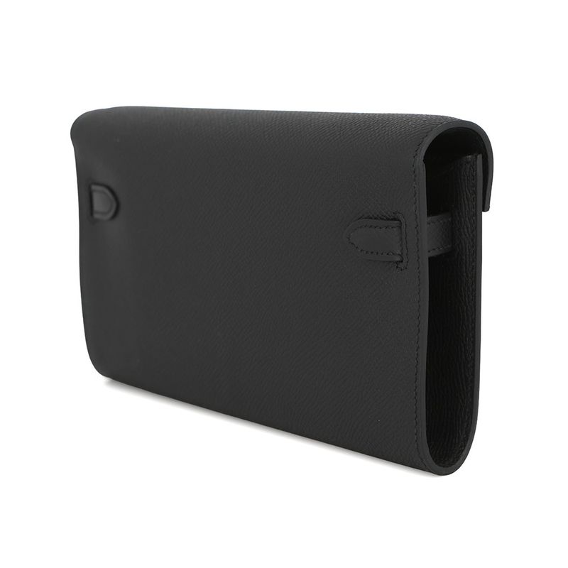 Hermes Kelly Wallet Long to Go Black Gold Epsom
