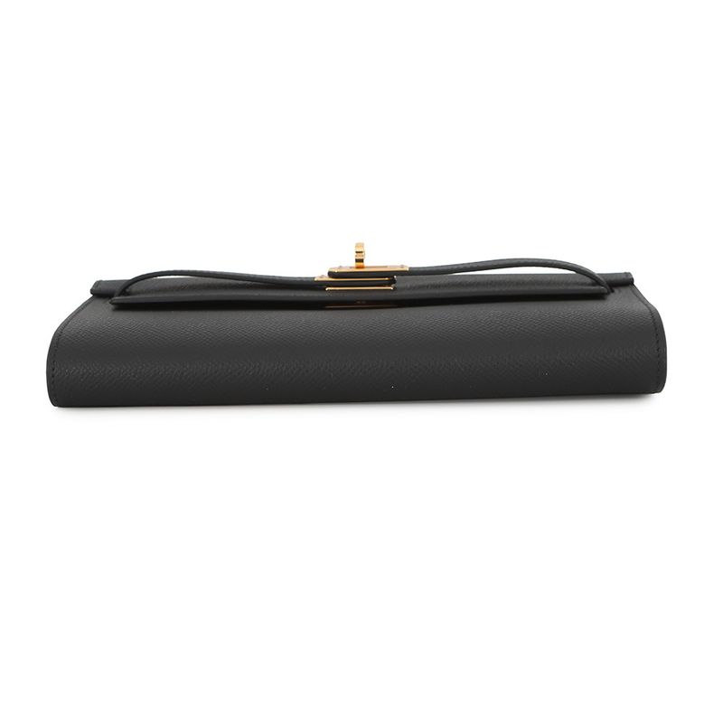 Hermes Kelly Wallet Long to Go Black Gold Epsom