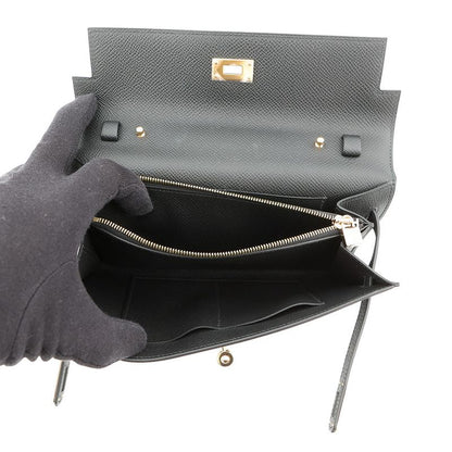 Hermes Kelly Wallet Long to Go Black Gold Epsom