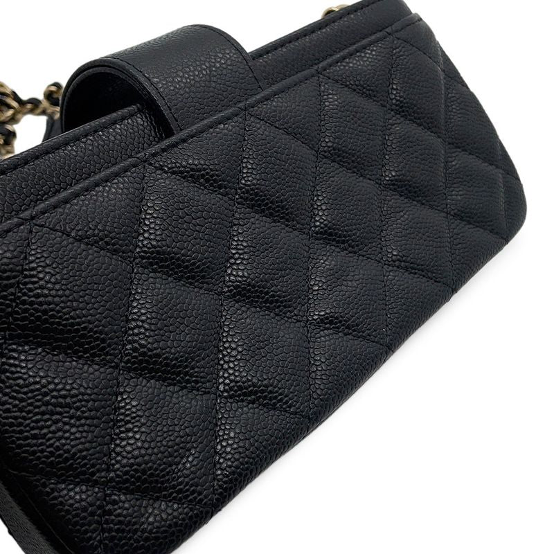 Chanel Phonecase Quilted Chain Shoulder Caviar Leather Bag