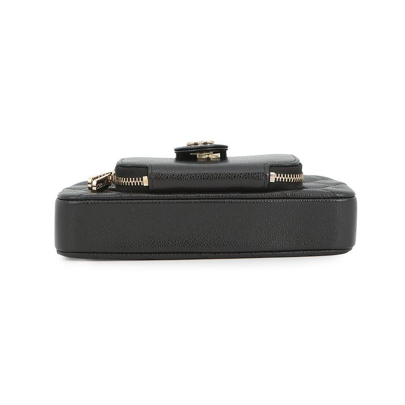 Chanel Phonecase Quilted Chain Shoulder Caviar Leather Bag