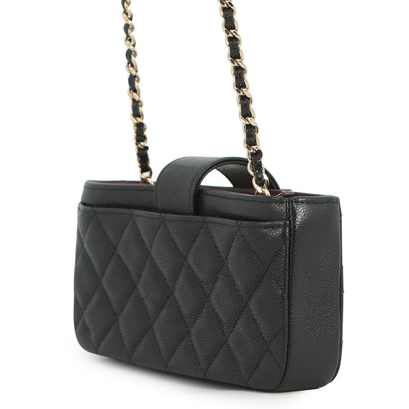 Chanel Phonecase Quilted Chain Shoulder Caviar Leather Bag