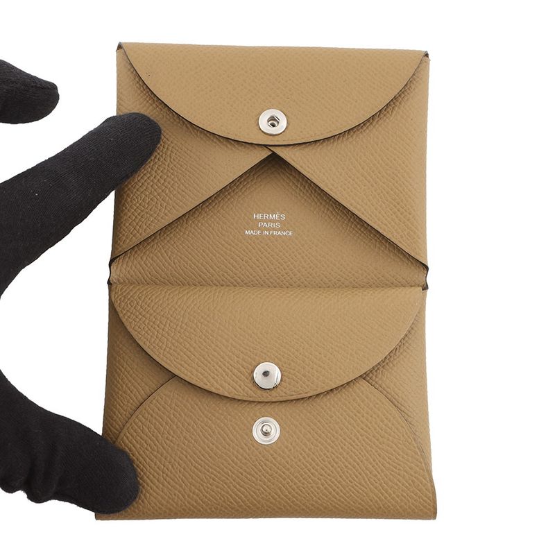 Hermes Card Case Calvi Duo Dune Epsom Business Holder
