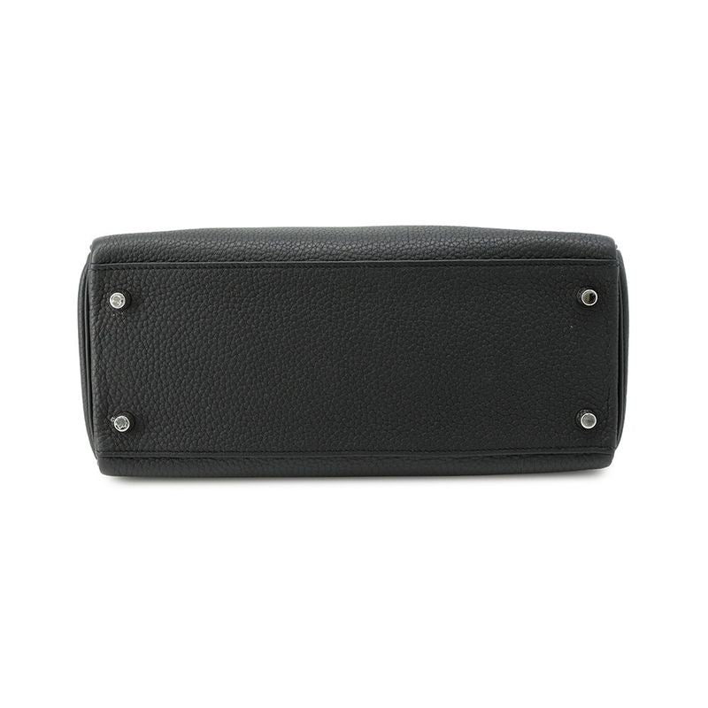 Hermes Handbag Kelly 28 Inner Sewing Black Silver Togo 2-Way