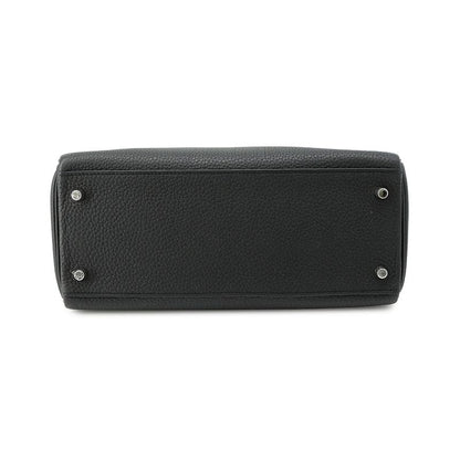 Hermes Handbag Kelly 28 Inner Sewing Black Silver Togo 2-Way