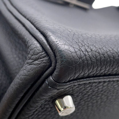 Hermes Handbag Kelly 28 Inner Sewing Black Silver Togo 2-Way