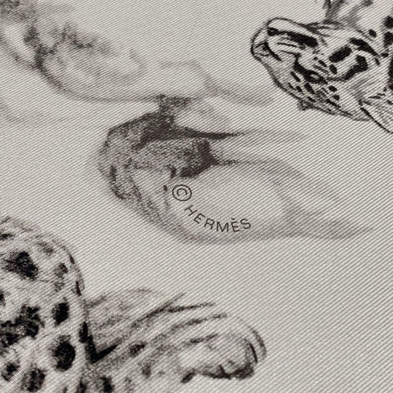Hermes Scarf Carre 90 Grey Gray Black Tiger Atelier Robert Darre Greige X X