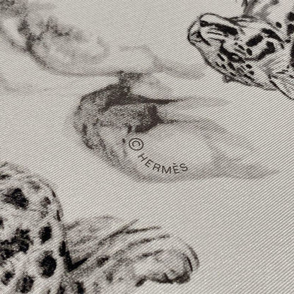 Hermes Scarf Carre 90 Grey Gray Black Tiger Atelier Robert Darre Greige X X