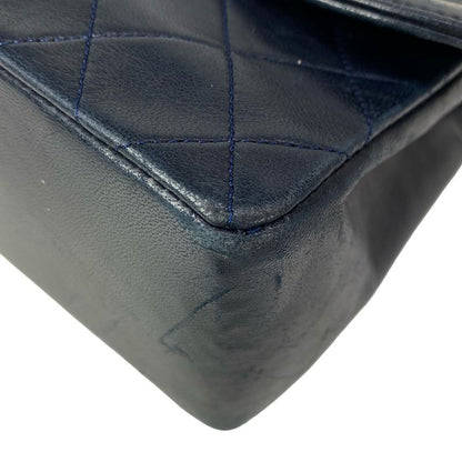 Chanel Shoulder Bag Quilted Navy Chain Gold Lambskin